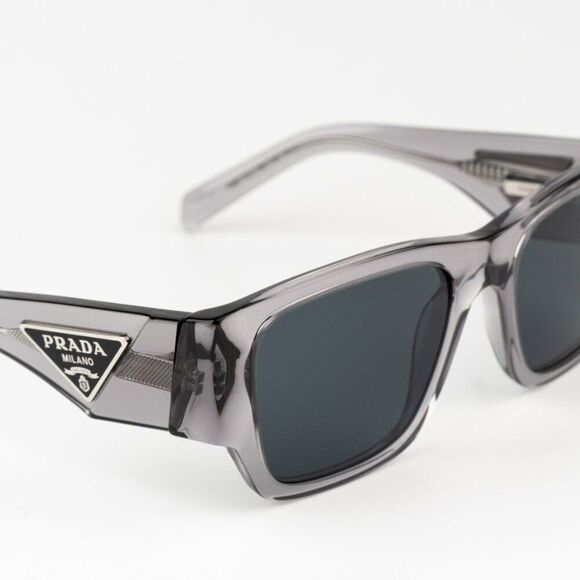 NEW Prada PR10ZSF 16Z70B Transparent Asphalt Dark Grey Square Unisex Sunglasses - Picture 7 of 11